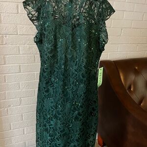 Alexa B Elegant Green Lace Christmas holiday Dress